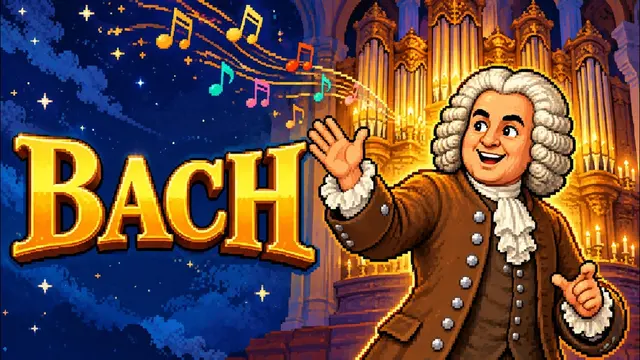 Carátula del vídeo: Biografía de Bach para niños 🎹 Su vida en dibujos animados
